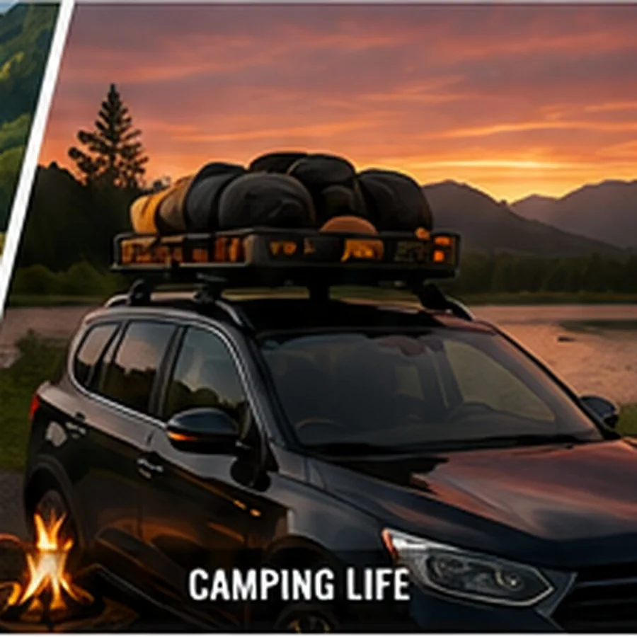 Camping roof cargo setup